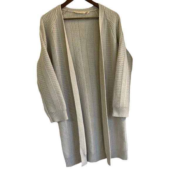 Soft surroundings, oatmeal open front knit cardigan women small - Picture 1 of 12